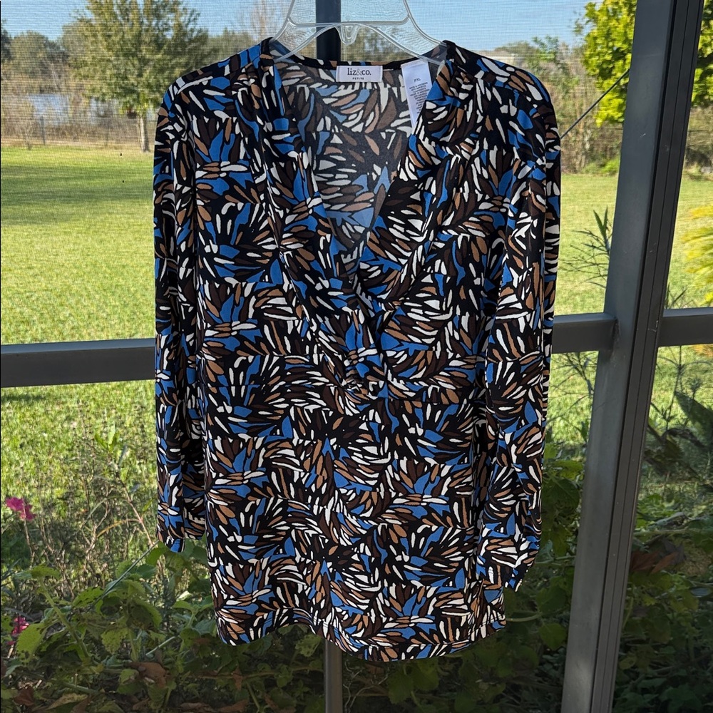 Liz & Co. Multicolor Abstract Blouse